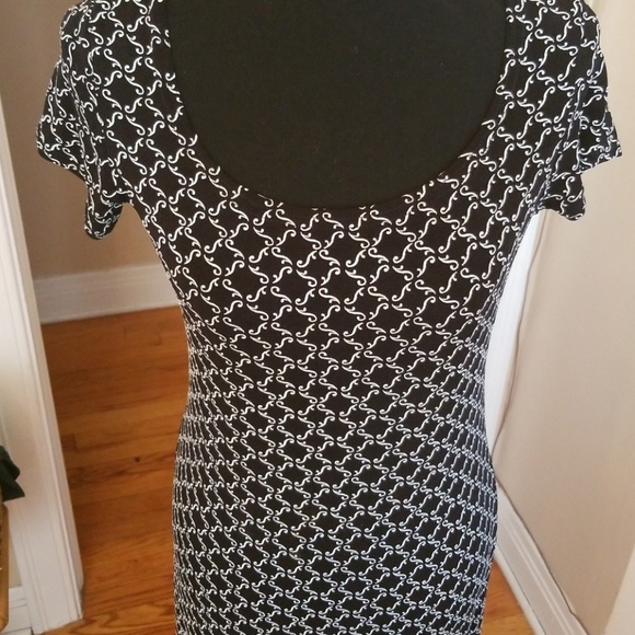 VTG Sexy 90s Blk & White Bodycon Split Maxi Dress - Picture 7 of 8